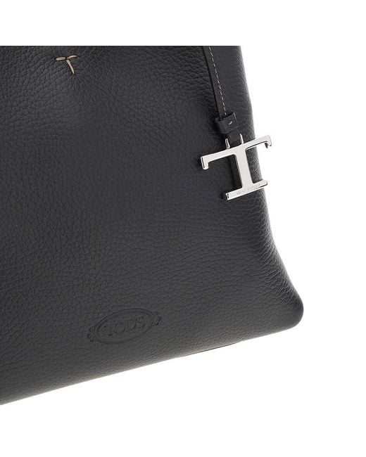 Tod's Black Grained Leather Mini Shopping Bag
