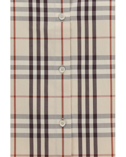 Burberry White Regular Fit Check Cotton Shirt