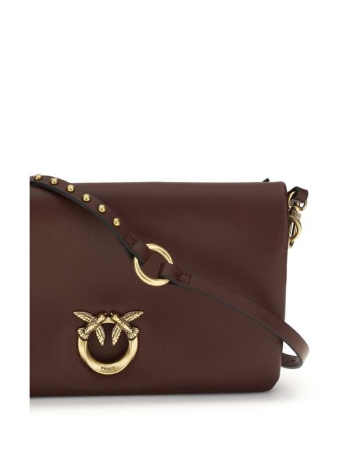 Pinko Brown Shoulder Bag Love Click Soft Horizontal Burgundy