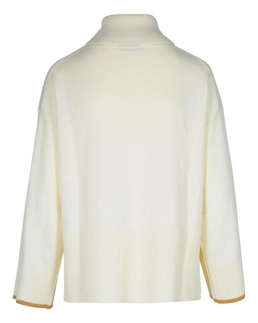 PURO TATTO White Cashmere Turtleneck Sweater Cream