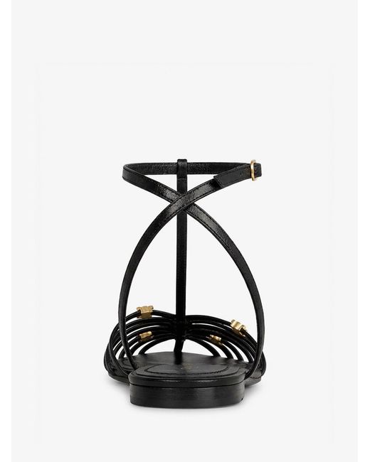 Céline White Leather Cage Sandals With Metal Triomphe Logo Detail
