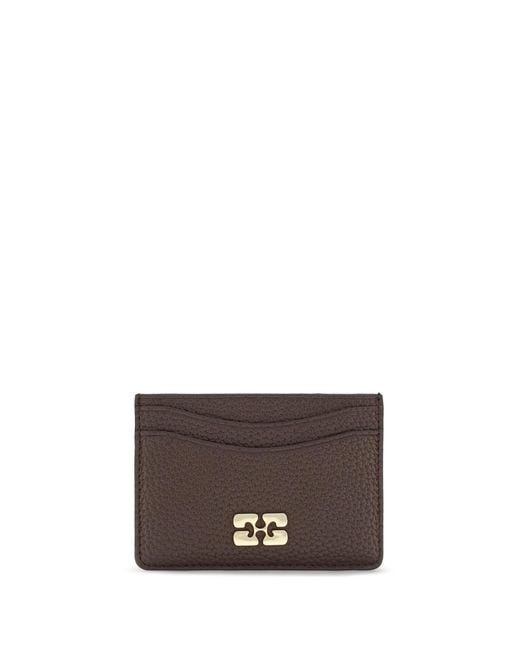 Ganni White Textured Faux Leather Card Holder Wallet