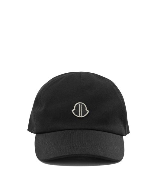 Rick Owens Black Baseball Cap With Logo X Moncler