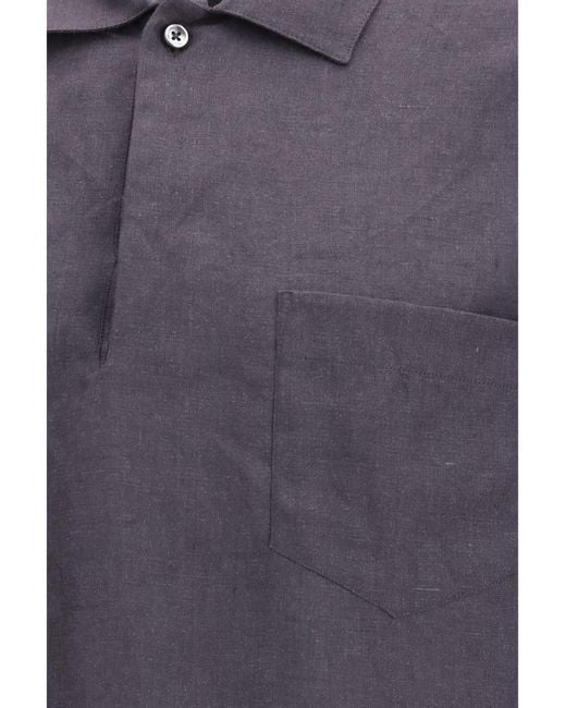 Deperlu Blue Linen Shirt Barry for men