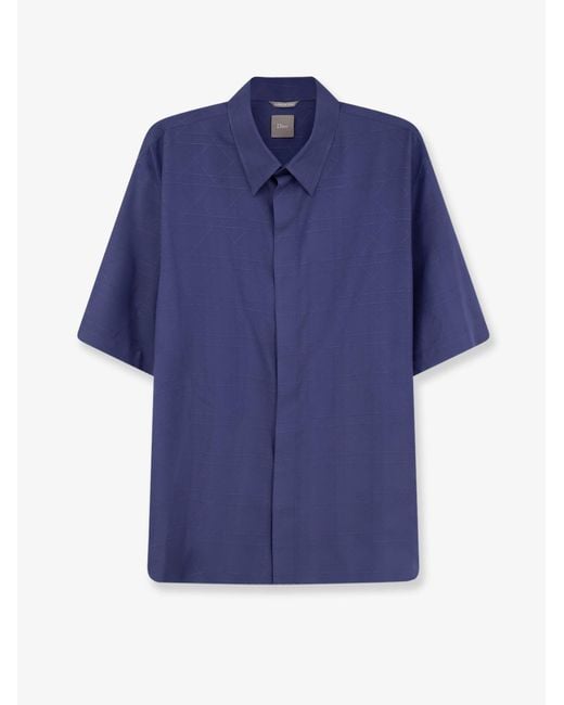 Dior Blue Dior Cannage Silk And Lyocell Shirt for men