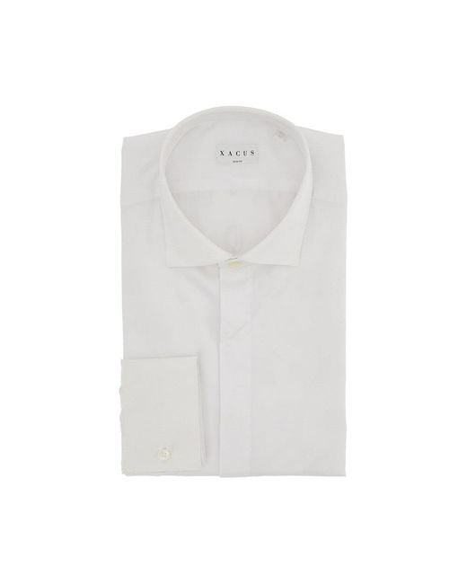 Xacus White Cotton Slim Fit Shirt for men