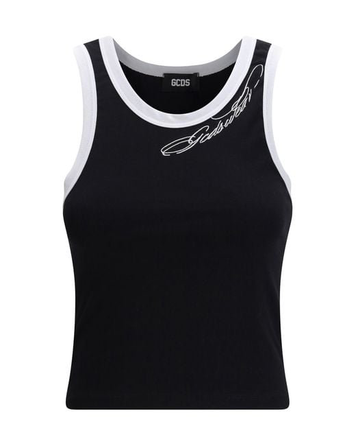 Gcds Black Cropped Sleeveless Tank Top