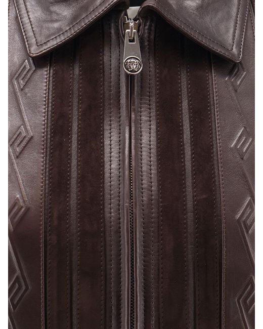 Versace Brown Leather And Suede Jacket
