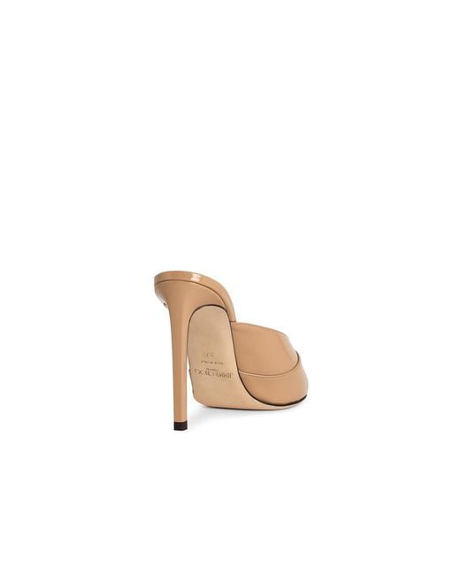 Jimmy Choo White 'Brigitte' Leather Mules Nude 'Chai'