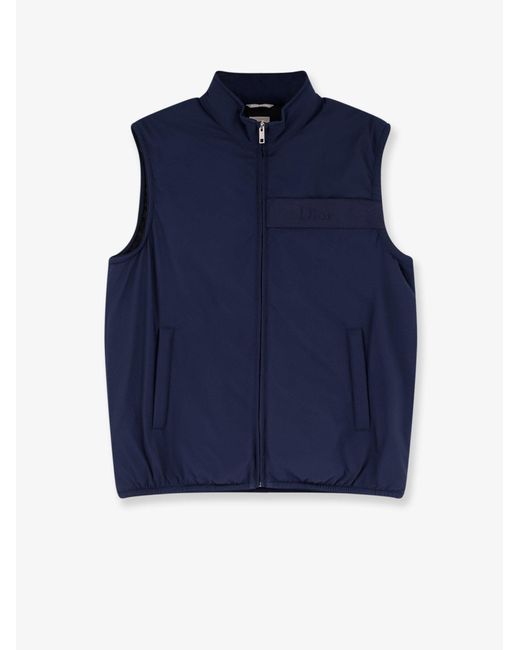 Men's Blue Dior Sleeveless Jacket With Padding