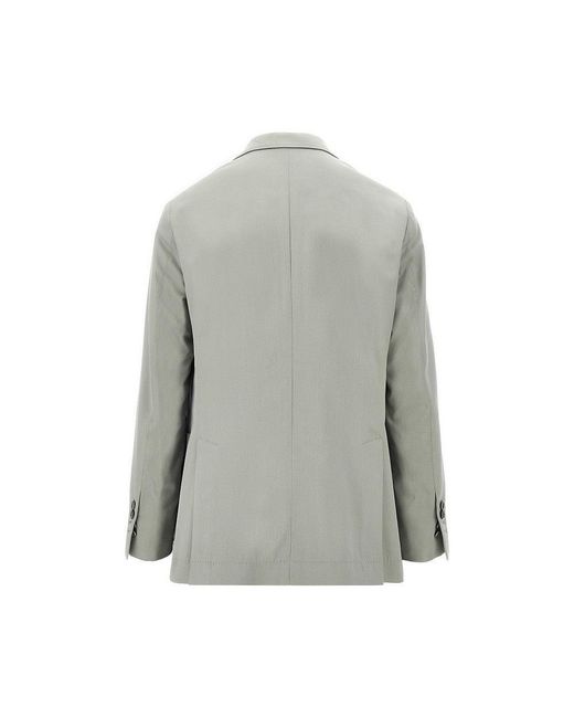 Brunello Cucinelli Gray Silk-Twill Double-Breasted Jacket for men