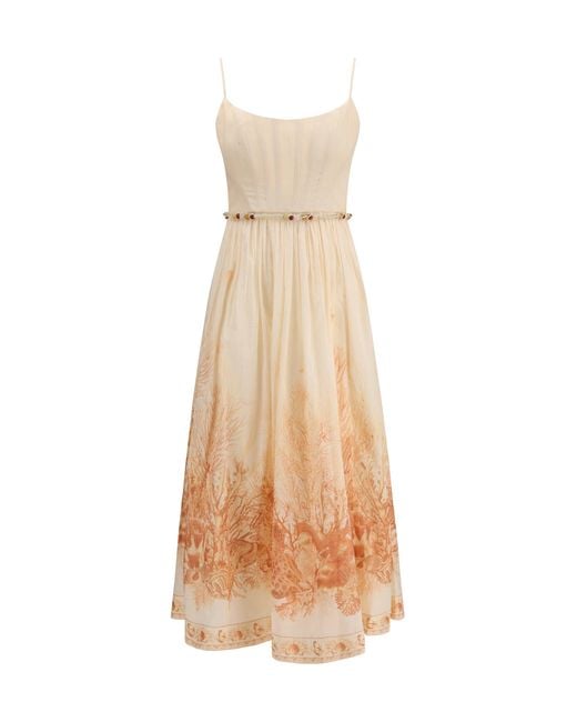 Zimmermann Natural Wanderlust Corset Midi Dress