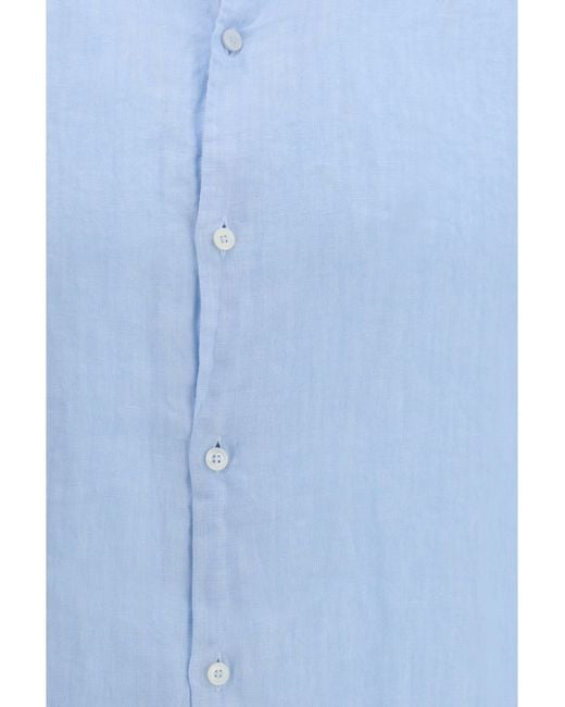 Brooksfield Blue Linen Shirt Cielo for men