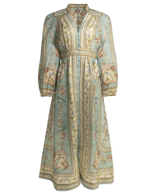 Zimmermann Green "Roselight" Midi Dress