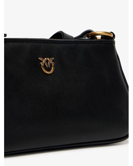 Pinko Black Mini Half Moon Leather Crossbody Bag