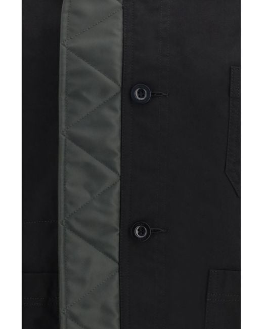 Sacai Black Nylon Ripstop Twill Bomber Jacket for men