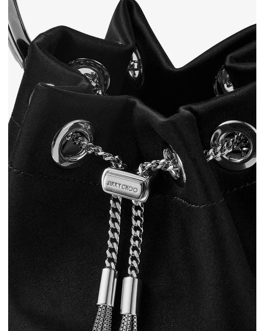 Jimmy Choo Black Bon Bon Satin Bucket Bag
