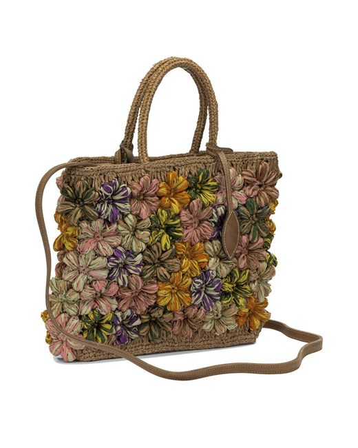 AFAR Brown Flower Small Cognac Shoulder Bag
