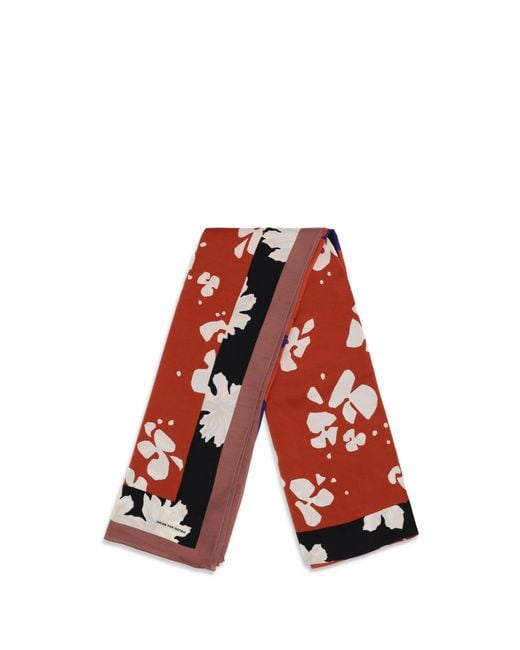 Dries Van Noten Red Printed Viscose Scarf for men
