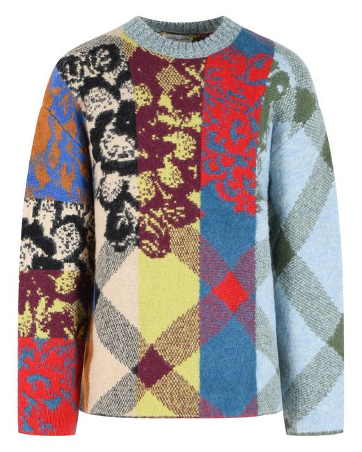 Dries Van Noten Blue 'Matadi' Multi Wool Blend Sweater for men