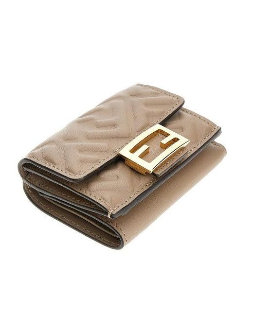 Fendi Natural Micro Trifold Baguette Wallet