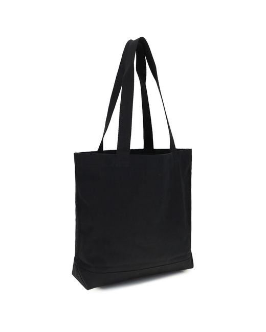 Maison Kitsuné Black Tote Bag Fox Print Canvas for men