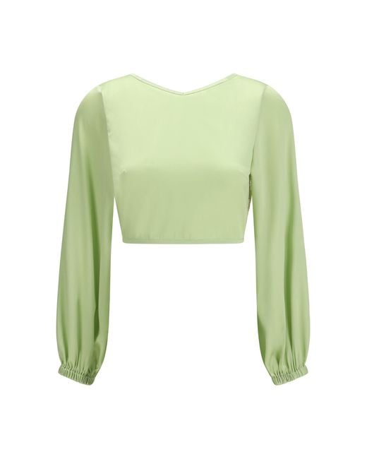 Kristina Ti Green V-Neck Blouse Apple