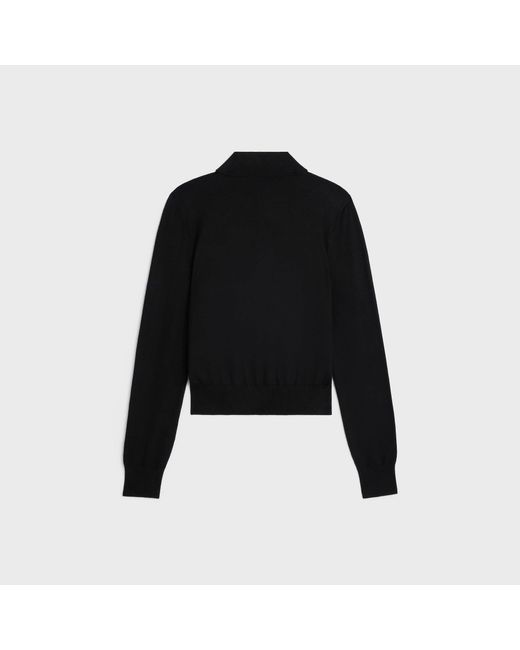 Céline Black Triomphe Long Sleeves Polo Shirt