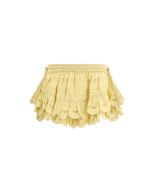 Women's Yellow Marant Etoile Puria Shorts With Ruffles