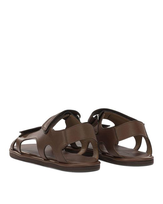 Auralee Brown Low Leather Sandals
