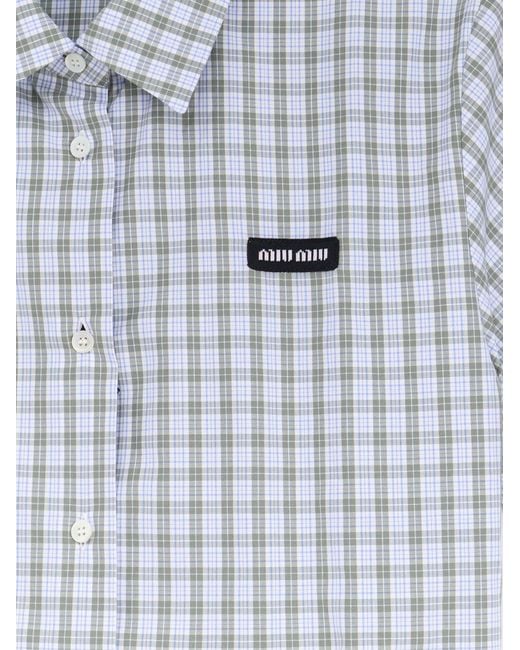 Miu Miu Blue Madras Cotton Shirt