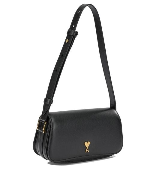 AMI Black "Paris Paris" Small Shoulder Bag