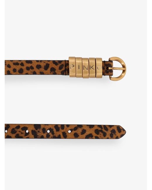 Pinko White Leather Belt Print