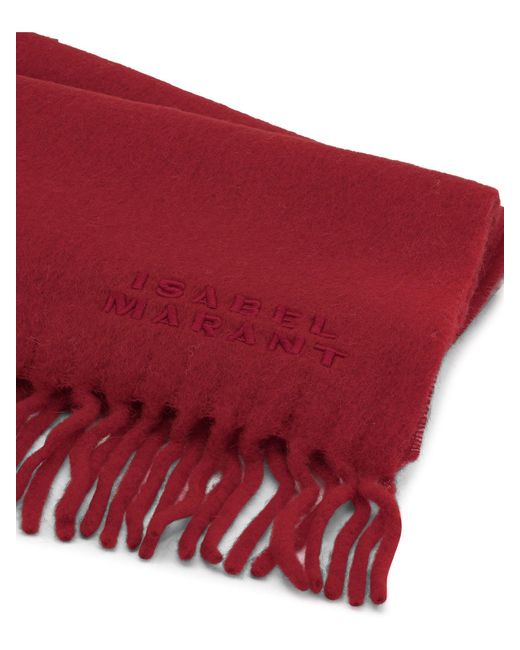 Isabel Marant Red "Firny" Fringed Scarf