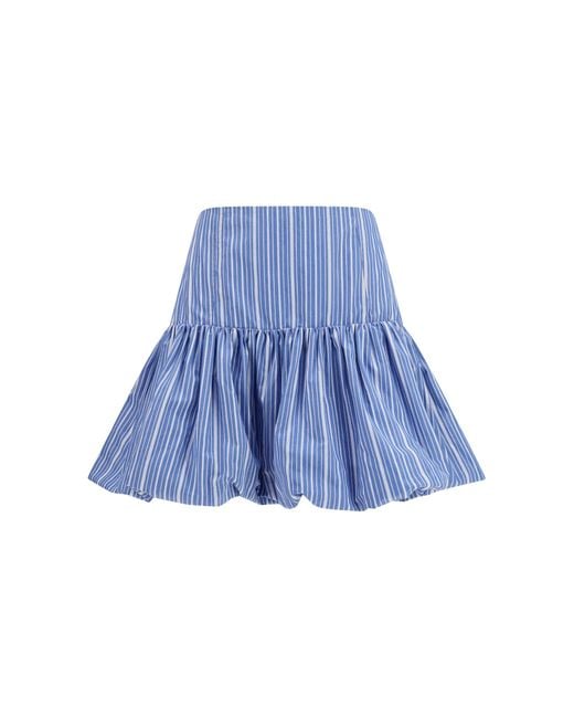 Ganni Blue Skirt Mini Balloon Striped