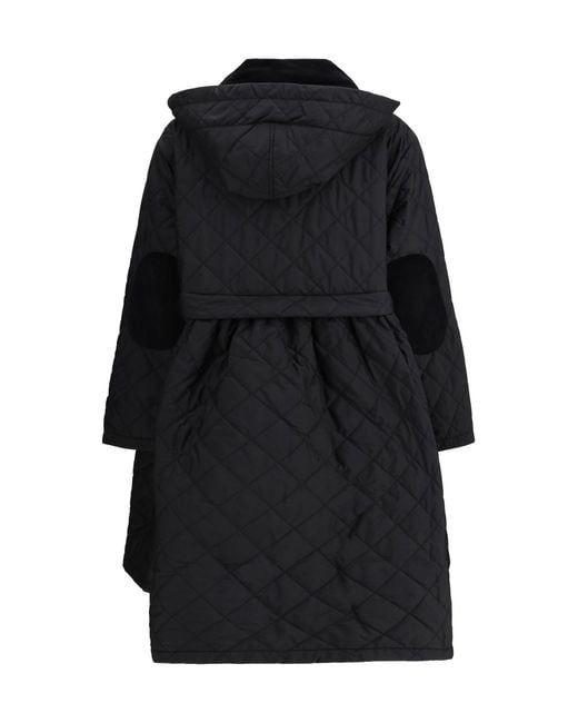 Barbour Black Quilted Hooded Coat/Classic Tartan
