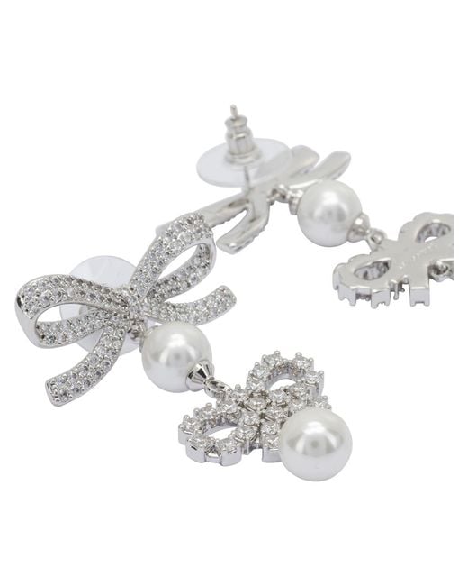 Self-Portrait White Earrings With Bows And Pearls