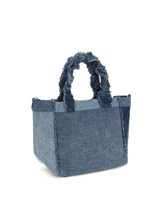 Ganni Blue Small Trapeze Denim Shopper