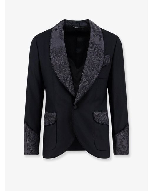 Dolce & Gabbana Blue Virgin Wool Blend Blazer for men
