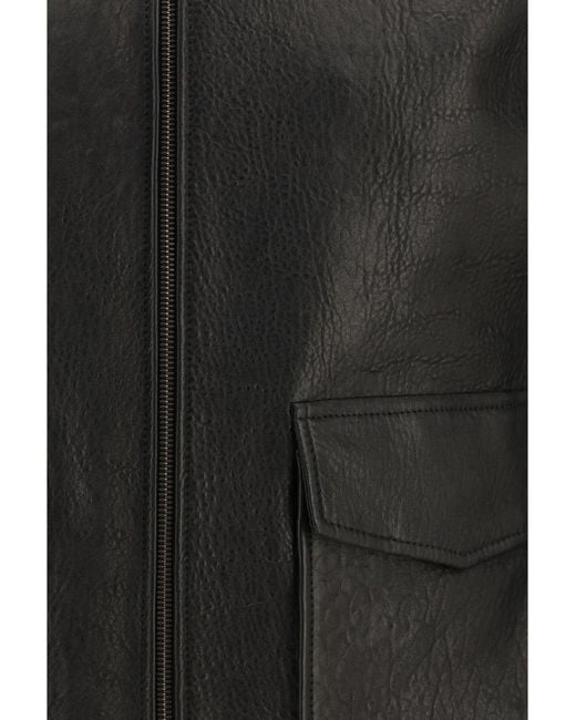 Saint Laurent Black Short Lamb Leather Jacket With Pointed Collar