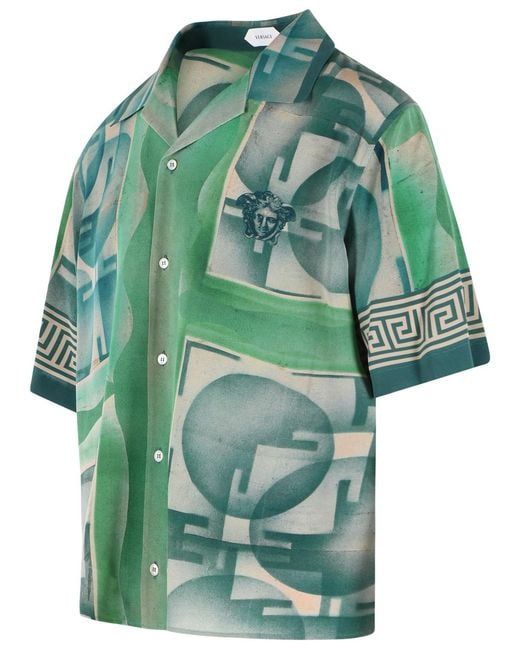Versace Green 'Informal' Silk Shirt for men