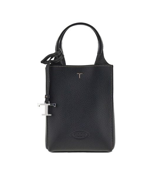Tod's Black Grained Leather Micro Tote Bag