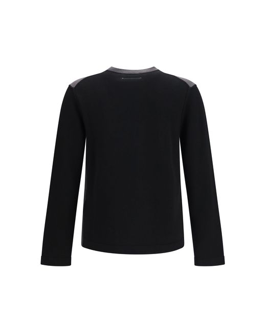 MM6 by Maison Margiela Black Wool Crew-Neck Sweater-Dark for men