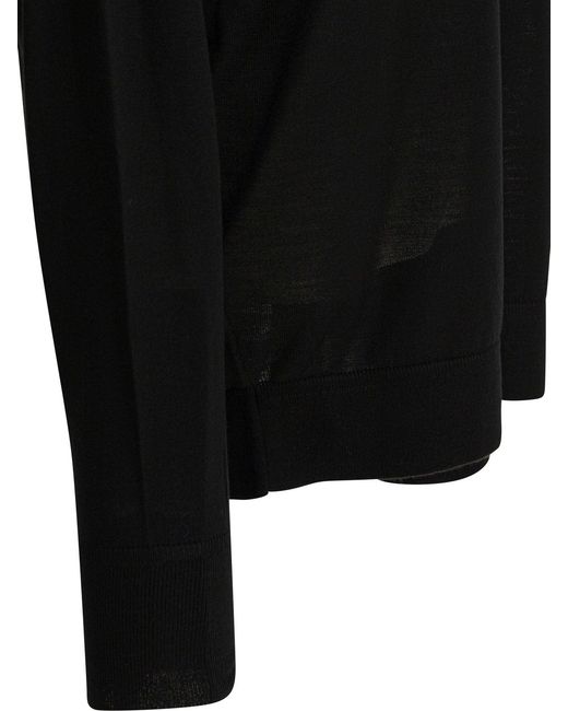 Totême  Black Merino Wool Turtleneck Sweater