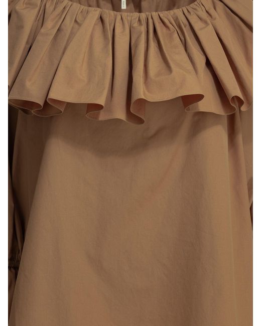 Chloé Brown Ruffled Sleeved Top