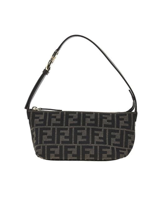Fendi Black Ff Jacquard Fabric Small 'Vanity' Bag