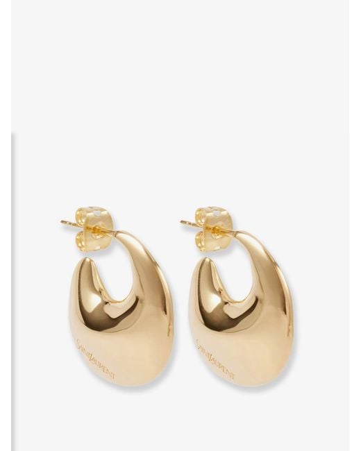 Saint Laurent Metallic Brass Earrings With Finishes
