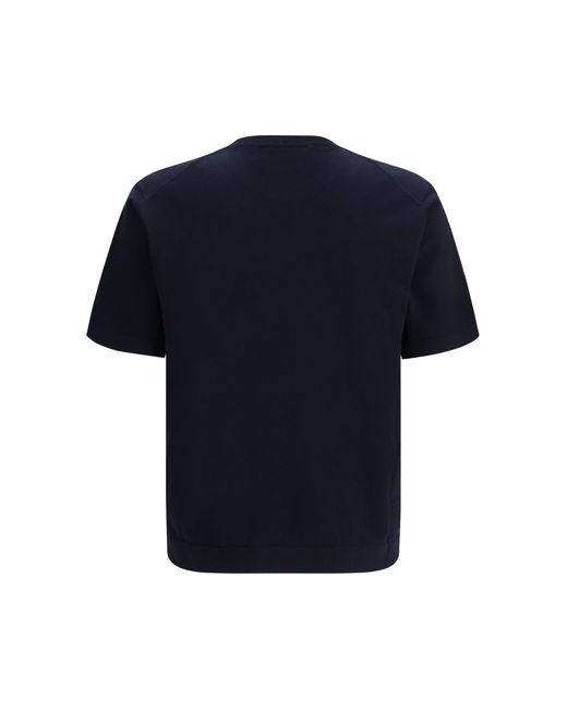 Piacenza Cashmere Blue Short-Sleeve Crewneck Sweater for men