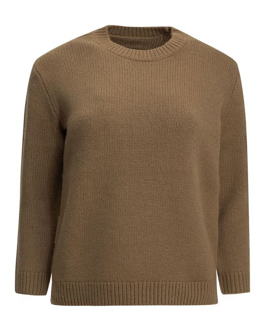 Totême Brown Camel-Colored Crew-Neck Sweater