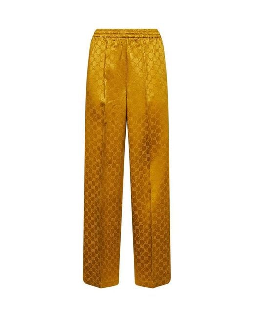 Gucci Yellow Gg Viscose Pants